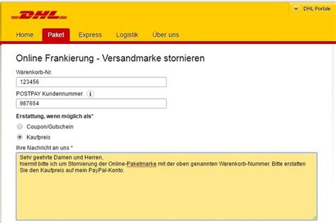 paket dhl online frankierung.